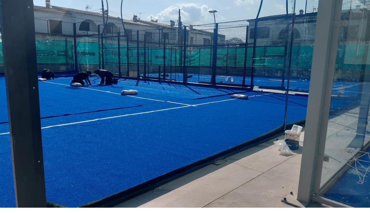 Padel courts installed next to a converted tennis court
